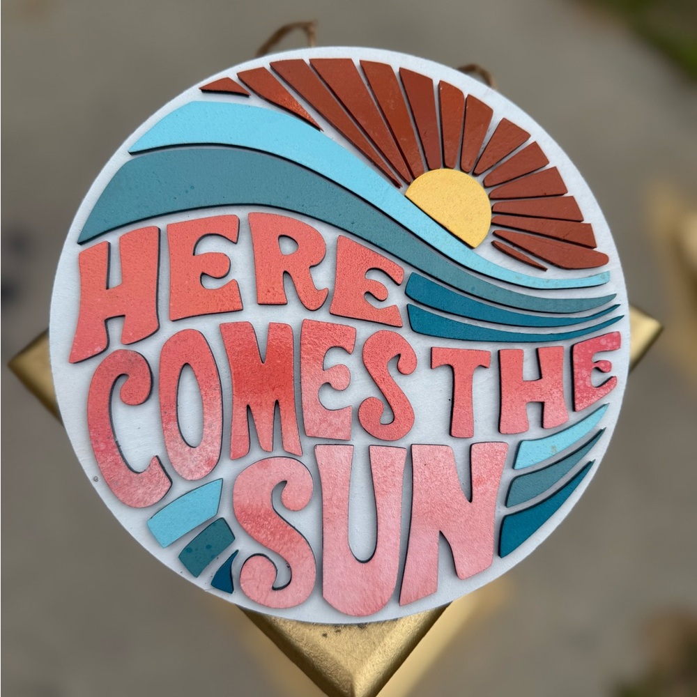 Colorful Sun and Waves Wall Art